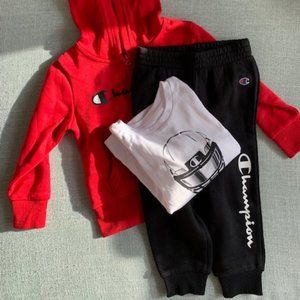 NWOT Champion Boys Fleece Sweatsuit 3 Piece Set 3T